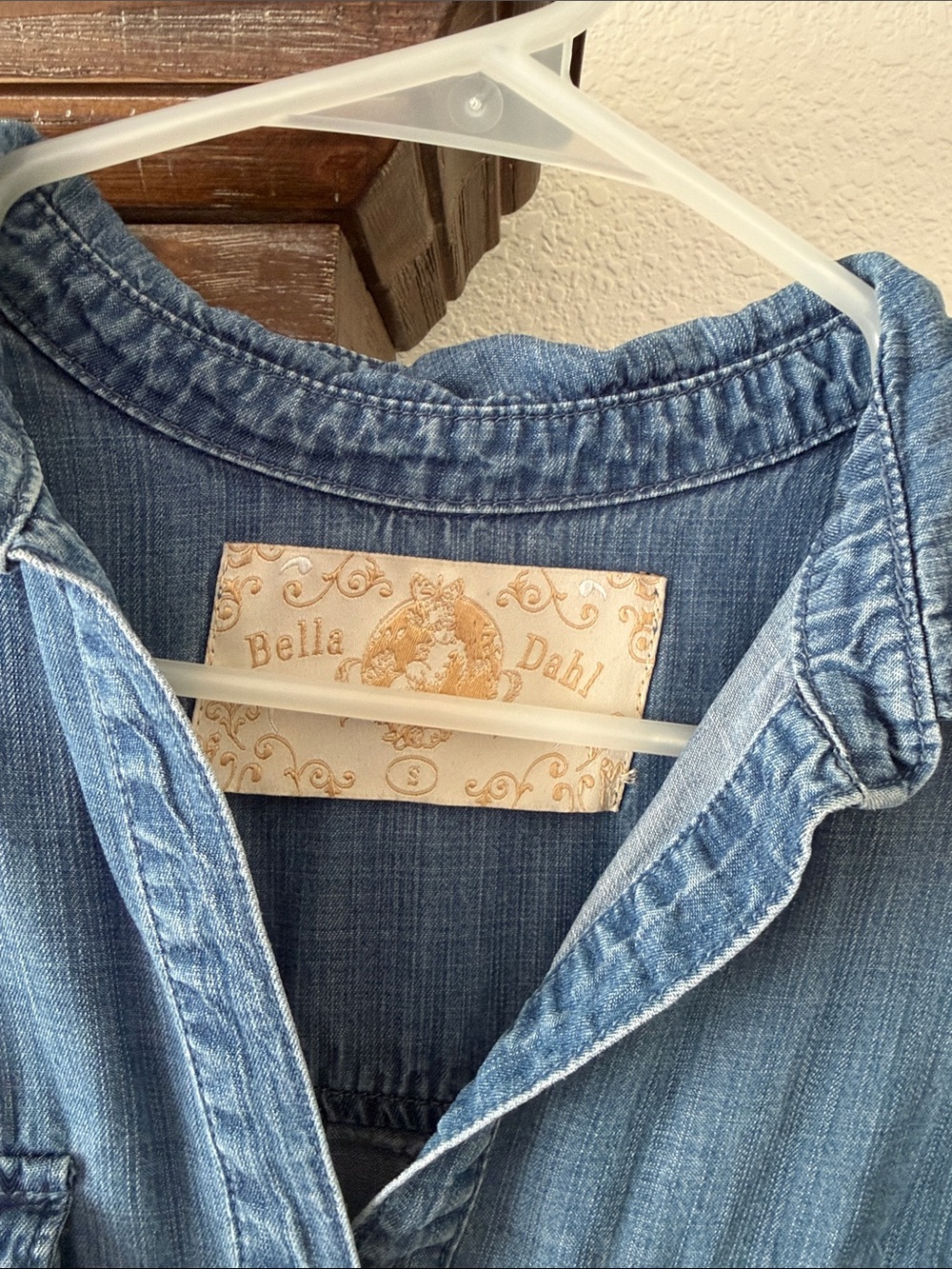 Bella Dahl Washed Denim Overall Shirt in Light Blue